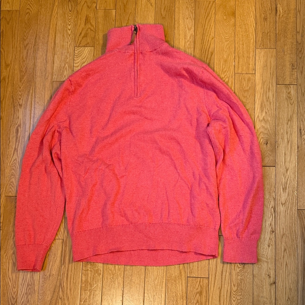 J. Crew Men's Vibrant Red-Orange Zip-Up Sweater